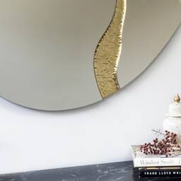 Fracture??? Irregular Mirror Contemporary Organic Shape With Brass Detail - thumbnail 3