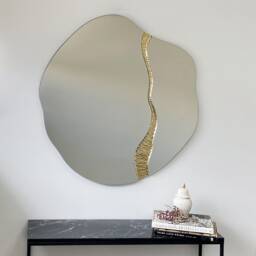 Fracture??? Irregular Mirror Contemporary Organic Shape With Brass Detail - thumbnail 1