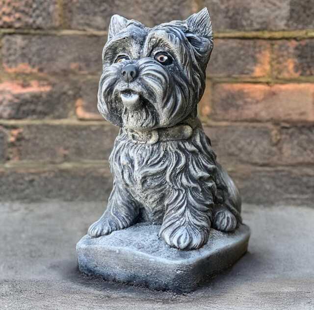 Garden Yorkshire Terrier Statue Concrete Dog Sculpture Pet Figurine Cement Animal Decoration Handmade Decor Yard Art Gift - image 1