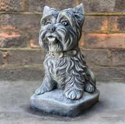 Garden Yorkshire Terrier Statue Concrete Dog Sculpture Pet Figurine Cement Animal Decoration Handmade Decor Yard Art Gift - thumbnail 1