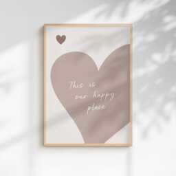 Our Happy Place Print Beige Wall Art Neutral Aesthetic Bedroom Kitchen Poster Living Room Unframed - thumbnail 2