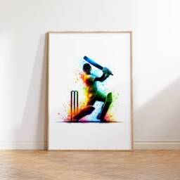 Cricket Wall Art Set - 3 Prints - Colourful Watercolour Poster Gift For Lover Room Artwork Boys Decor - thumbnail 2
