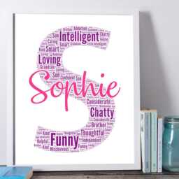 Personalised Any Initial Gifts Word Art Wall Print - Boys Name Decor Custom Nursery Wall Decor Framed/Unframed - thumbnail 2