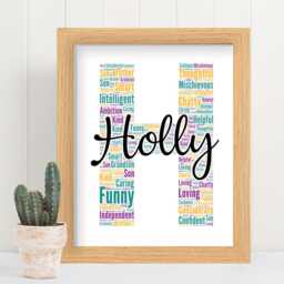 Personalised Any Initial Gifts Word Art Wall Print - Boys Name Decor Custom Nursery Wall Decor Framed/Unframed - thumbnail 3
