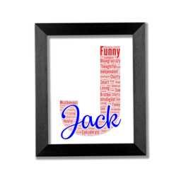 Personalised Any Initial Gifts Word Art Wall Print - Boys Name Decor Custom Nursery Wall Decor Framed/Unframed - thumbnail 1