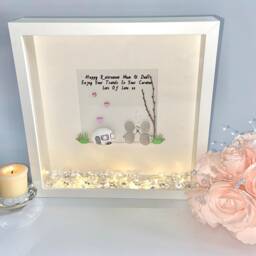 Caravan Personalised Pebble Art Picture Frame Happy Retirement Caravan Mum & Dad Gift Colleague Leaving Couple Camper Van - thumbnail 2