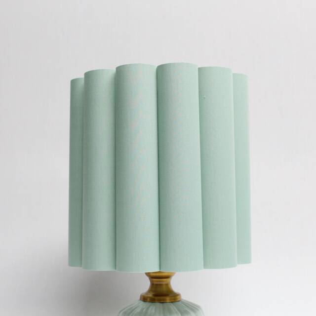 Handmade Light Green Drum Lampshade Fabric & Acrylic, Custom Made-83# - image 1
