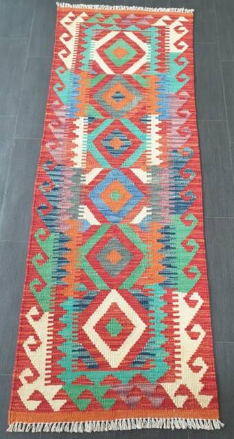 Runner Rug Classic, Handmade Artisan Afghan Turkish Navajo Natural Wool Kilim 199x72 cm - image 1