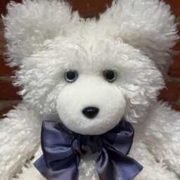 Curly White Lamb Faux Fur Bear, Handmade - thumbnail 4