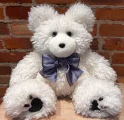 Curly White Lamb Faux Fur Bear, Handmade, Not For Children