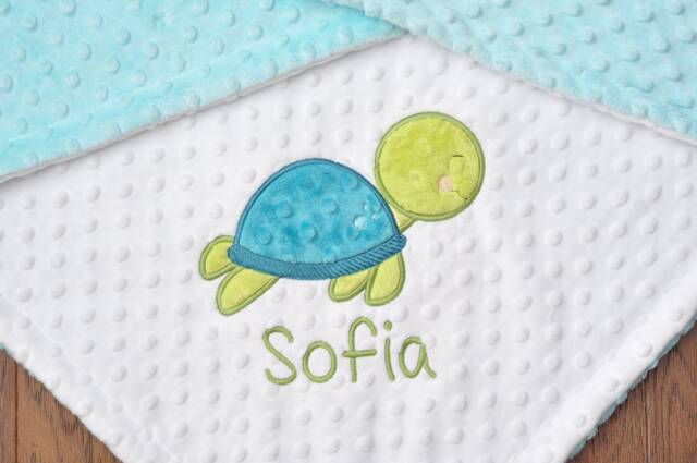 Personalized Baby Blanket Turtle-Tortoise Minky Personalized-Turtle Nursery Sea Creature Blanket-Tortoise - image 1