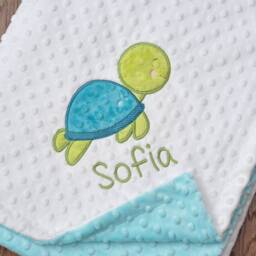 Personalized Baby Blanket Turtle-Tortoise Minky Personalized-Turtle Nursery Sea Creature Blanket-Tortoise - thumbnail 3