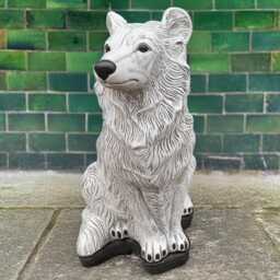 Sitting Collie Sculpture Outdoor Stone Dog Memorial For Yard Figurine Concrete Guardian Statue Garden Pet Cement Decoration Lawn Animal - thumbnail 1