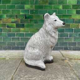 Sitting Collie Sculpture Outdoor Stone Dog Memorial For Yard Figurine Concrete Guardian Statue Garden Pet Cement Decoration Lawn Animal - thumbnail 3