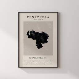 Abstract Venezuela Map Vintage Wall Art Print Picasso + Matisse Inspired Travel Poster - thumbnail 2
