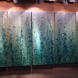 Abstract Metal Wall Art Sculpture, Green & Gold Painting Decor - thumbnail 3