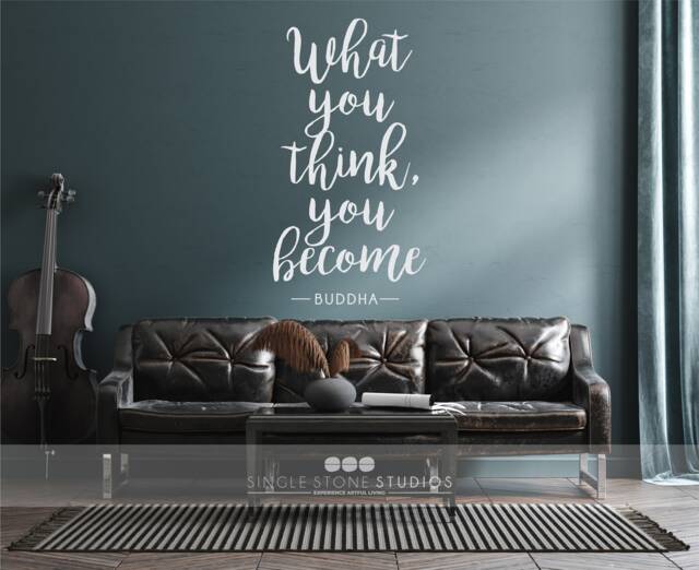 What You Think Become - Buddha Quote Vinyl Wall Decal Words Custom Home Decor - image 1