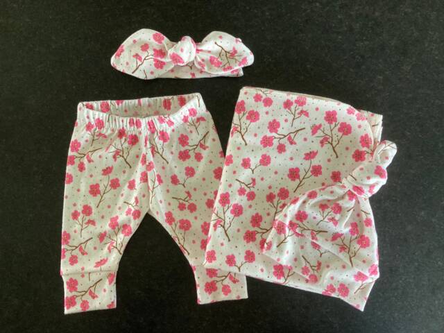 Baby Blanket & Newborn Hat Set. Leggings & Headband. Take Home Shower Gift. Photo Prop. Ready To Ship - image 1