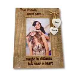 True Friends Never Apart, Maybe in Distance But Heart - Best Friend Personalised Gift Driftwood Style Picture Frame 6x4 - thumbnail 1