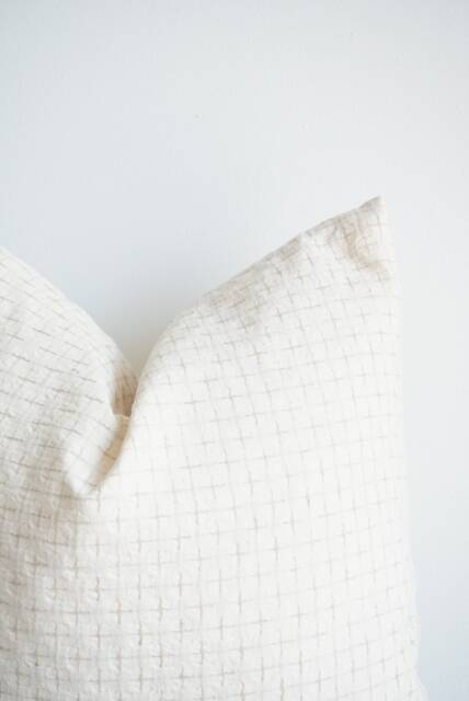 Off White Cream Striped Woven Pillow Cover - image 1