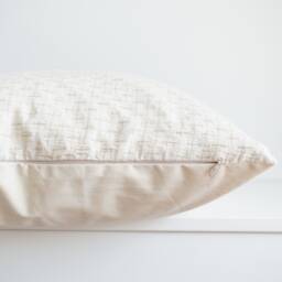Off White Cream Striped Woven Pillow Cover - thumbnail 3
