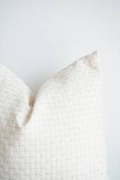 Off White Cream Striped Woven Pillow Cover - thumbnail 1