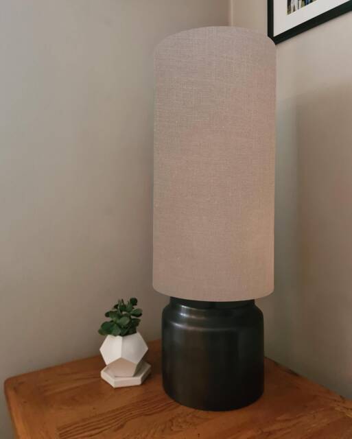 Hazelnut Brown Extra Tall Drum Lampshade in Linen, 50cm Height - image 1
