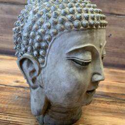 Stone Garden Buddha Head Statue Detailed Ornament Gift - thumbnail 3