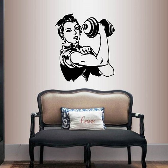In-Style Decals Wall Vinyl Decal Home Decor Art Sticker Retro Woman Girl Lifting Weights Kettle Bell Sports Workout Removable Design 1617 - image 1
