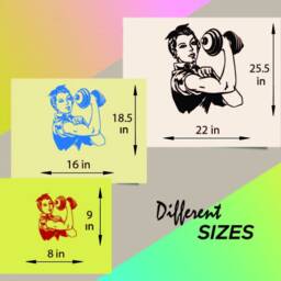 In-Style Decals Wall Vinyl Decal Home Decor Art Sticker Retro Woman Girl Lifting Weights Kettle Bell Sports Workout Removable Design 1617 - thumbnail 2