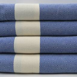 "Turkish Blanket, Saks Blue Throw, Diamond Blanket, Bed Rug, Bedspread, Long Blanket, 79""x95" - thumbnail 2