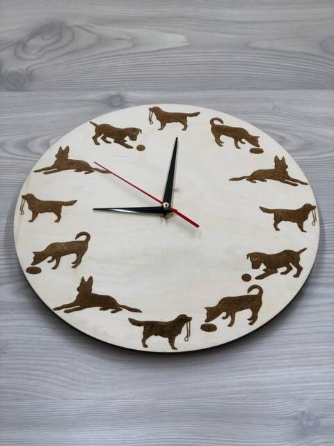 Laser Engraved Wood Dog Clock Gift For Lovers - image 1