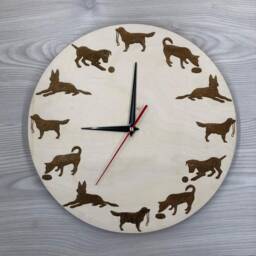 Laser Engraved Wood Dog Clock Gift For Lovers - thumbnail 2
