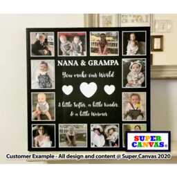 Grandparents Personalised 12 Picture Photo Framed Family Canvas Print Handmade Unique Gift For Grandad Nana Mum Dad Christmas - thumbnail 2