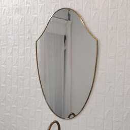 Antique Brass Mirror Italian Shield Wall Vanity Aesthetic Italy Decor Wavy Art - thumbnail 2