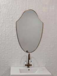 Antique Brass Mirror Italian Shield Wall Vanity Aesthetic Italy Decor Wavy Art