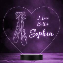I Love Ballet Dance Shoes Ballerina Personalised Gift Any Colour Led Night Light - thumbnail 1