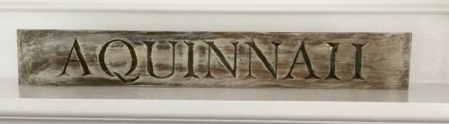 Hand Carved Aquinnah Vintage Weathered Antiqued Sign Antique Brown Lettering - image 1