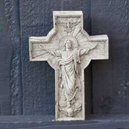 Jesus On The Cross Stone Hanging Plaque Christian Statue Religious Garden Decor - thumbnail 2