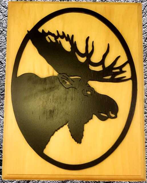 Wooden Handmade Black Moose Silhouette Head With Antlers Wall Decor - Lodge, Cabin - image 1