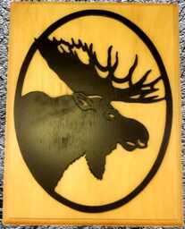 Wooden Handmade Black Moose Silhouette Head With Antlers Wall Decor - Lodge, Cabin - thumbnail 1