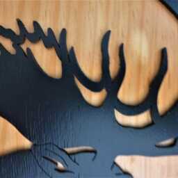 Wooden Handmade Black Moose Silhouette Head With Antlers Wall Decor - Lodge, Cabin - thumbnail 2