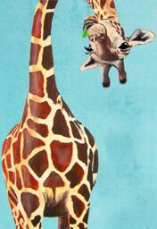 Giraffe Upside Down Giclee Print Acrylic Painting Illustration Wall Art Decor Wall Hanging Giraffe With Leaf - thumbnail 2