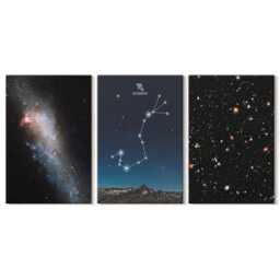 Canvas Art Set Of 3 - Cosmic Galaxies & The Constellation Scorpio, Navy Photo Print, Space Astrology Wall Decor - thumbnail 3