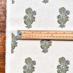 1568. Margaret Neg, Paisley Green Block Print - Linen/Cotton Cushion Cover - thumbnail 3