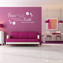 Fear & Faith Wall Art Sticker, Inspirational Quotes, Vinyl Decal, Modern Transfer - thumbnail 3
