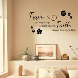 Fear & Faith Wall Art Sticker, Inspirational Quotes, Vinyl Decal, Modern Transfer - thumbnail 2
