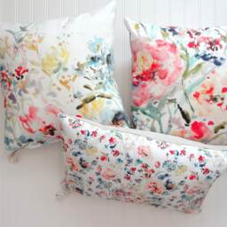 Peony Burst Lumbar Pillow Cover, Watercolor Floral Home Decor, 14x20, 12x21 - thumbnail 3