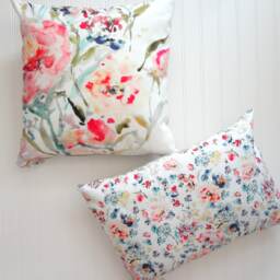 Peony Burst Lumbar Pillow Cover, Watercolor Floral Home Decor, 14x20, 12x21 - thumbnail 2
