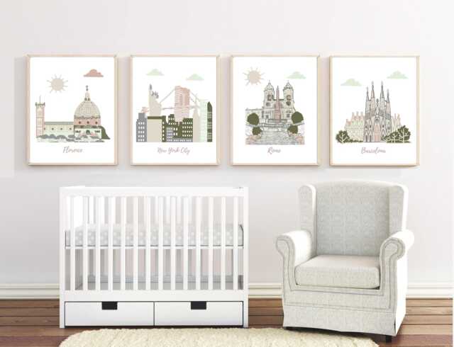Travel Nursery Art City Prints, Set Of 4 - image 1